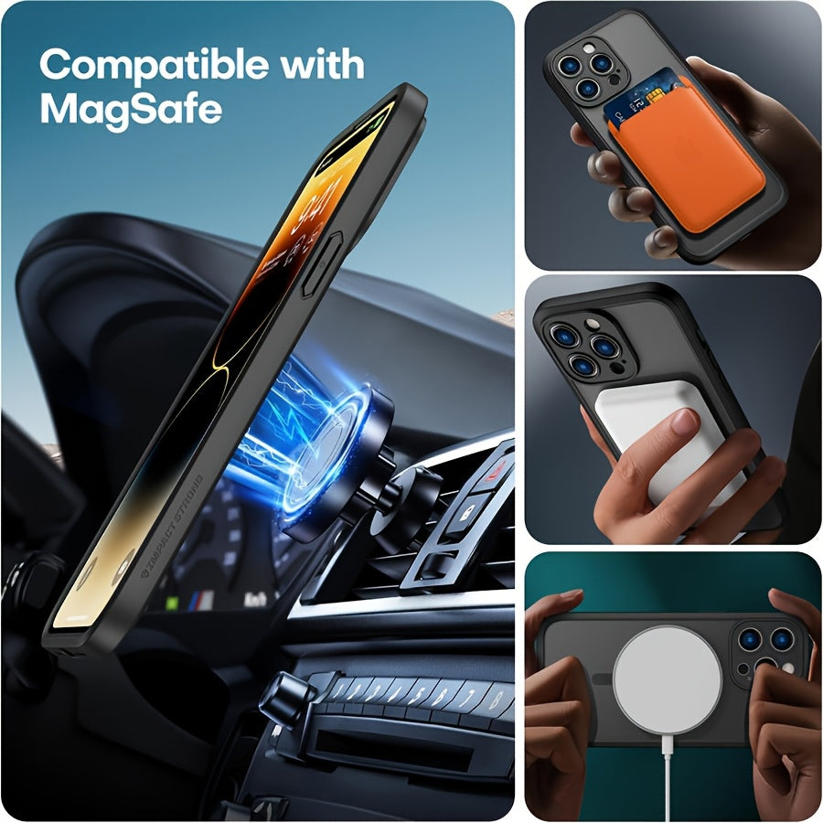 [Holiday Gift] Phone Case: Phone Case for iPhone 12/13/14/15/16 Plus/Pro/Pro Max - Magnetic Charging Compatible, Full Camera Protection, Drop-Resistant Matte Translucent Back Bumper Cover - Black, Gray, Blue - Holiday Gift - Screen Protectors