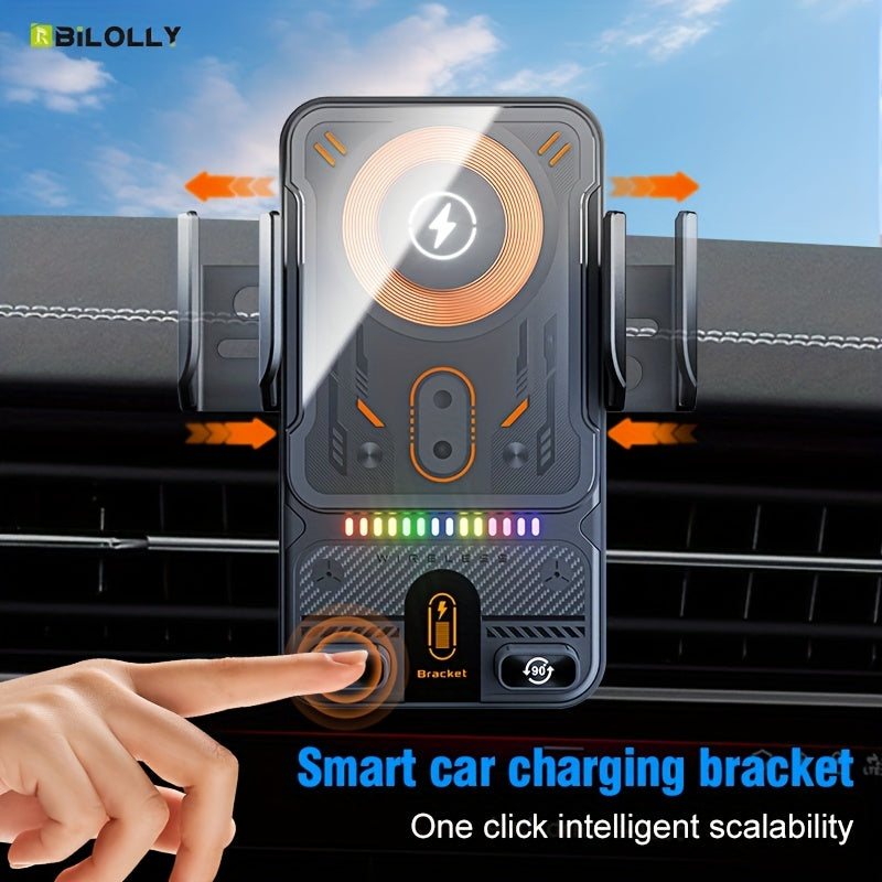 [15W Fast Charge Car Holder] 15W Fast Charge Auto-Sensing Car Wireless Charging Holder | Smart Alignment, Case Friendly, Rotating Magnetic Air Vent Phone Mount for iPhone And All Qi-Compatible Devices