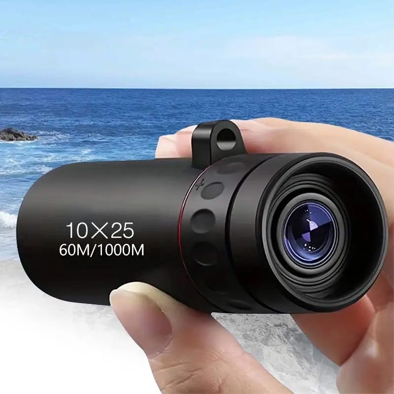 10X25 High Magnification Monocular Telescope - Durable Rubber Lightweight Design with Fixed Focus And Ergonomic Grip, 10X Zoom And 25Mm Objective Lens for Hiking, Camping, Birdwatching, Hunting
