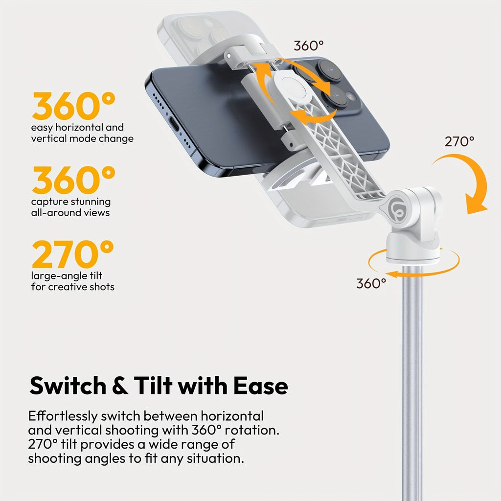 ULANZI TT88 Extendable Phone Tripod, 57" Magnetic Selfie Stick Stand with 2-in-1 Phone Clip, 2 Cold Shoe Mount Lightweight Travel Tripod Compatible with iPhone, for Vlogging Video Recording Mobile Photography, Portable Phone Holder, Vlogging