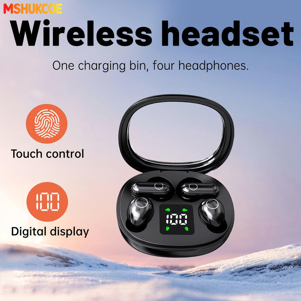 MSHUKCOE 2in1 Wireless Wireless Headphones, Mini Invisible Sleep Earbuds, Sports Noise Cancelling Earphones Comfortable To Wear, Low Bass 6D Sound Effect HIFI Music, For Leisure, Office, And Classroom, Long Battery Life, Suitable For Birthday Gifts