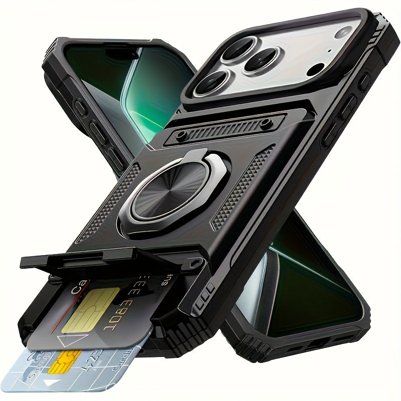 Phone Case: Shockproof with Card Slot, Phone Case & Protective Cover Compatible for IPhone17, 17Air, 17 Pro And 17 Pro Max, for iPhone 16 Pro Max 15 Pro 14 Plus 13 PM 12 11 Mini. Also Fits iPhone 17 Series Models with Card Storage Function.Ring