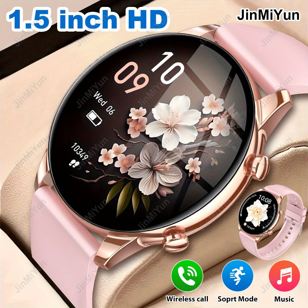 1. 5-Inch Full Screen Touch Sports Smartwatch, Suitable for Men and Women Outdoor Fitness Watch with Wireless Call/Message Alerts/Multiple Sports Modes, Multi-Function Phone Answering/Dialing, Remote Photo Capture/Music Playback, Activity Tracker &