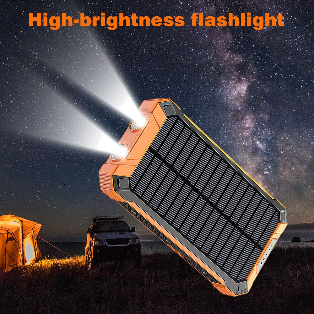 Solar Mobile Power Bank Magnetic Wireless Charger 40000/28800mAh Built-in 4 Cables Six Outputs 15W Fast Charging Mobile Power Bank Suitable for All Mobile Devices Three Inputs with Dual Flashlights Solar Portable Charger, The Best Gift for Hallowmas