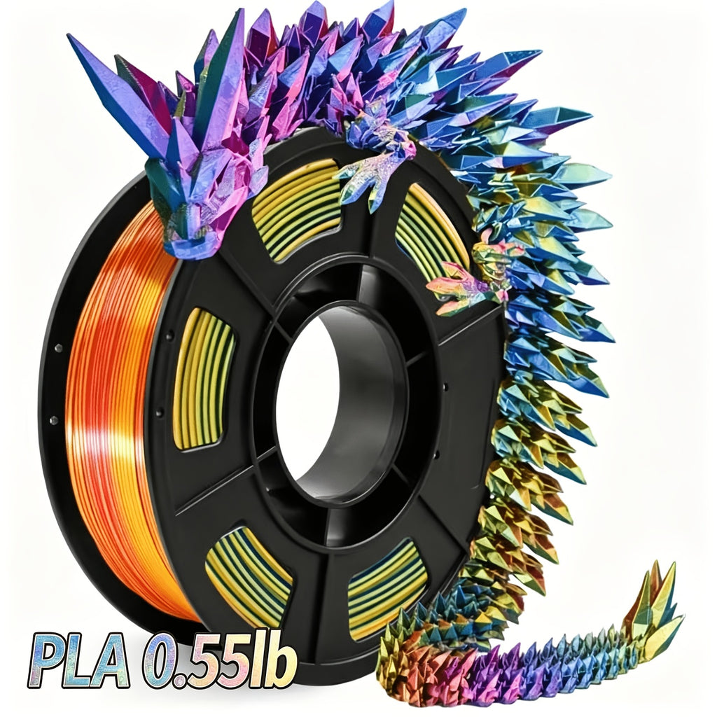 3D Printer Filament Compatible for Most FDM Printers - Tri-Color PLA 1.75mm Spool, 250g/0.55lb High-Quality Durable Material Suitable for DIY Projects, Professional Use & Creations, Suitable for DIY Projects and Professional 3D Printing