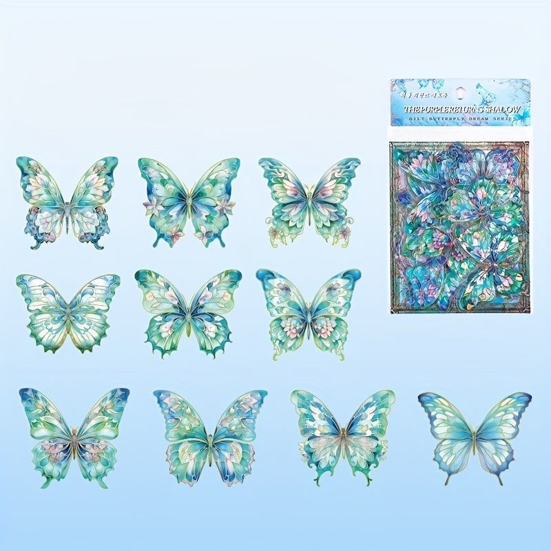 [3D Butterfly Stickers] 120pcs 3D Butterfly Stickers - Glitter Holographic Resin, And Clear for Scrapbooking, Journals, Cell Phones, Cell Phone Charms, Laptops And Crafts