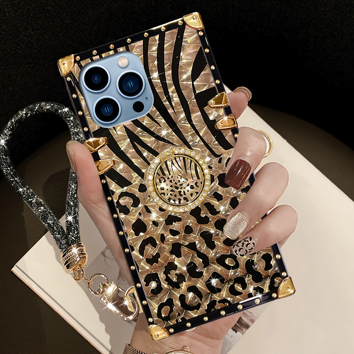 Phone Case: 1 Leopard Patternt Pattern Fashion Brand Anti Drop Rectangular Phone Case. Equipped with A Ring Buckle Bracket. Suitable Compatible with iPhone 16 Pro Max/15promax/ 15/15plus/14 Plus/ 14promax/14/13promax/13/12/ 12pro/12promax Model