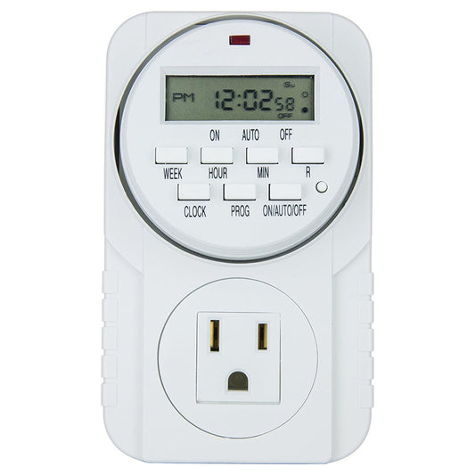 1Pc 7 Day Heavy Duty Digital Programmable Timer - Two Outlet 24 Hour Digital Timer, Timing Solution for Hydroponics, 120V, 60Hz, Indoor, for Lamp Light Fan