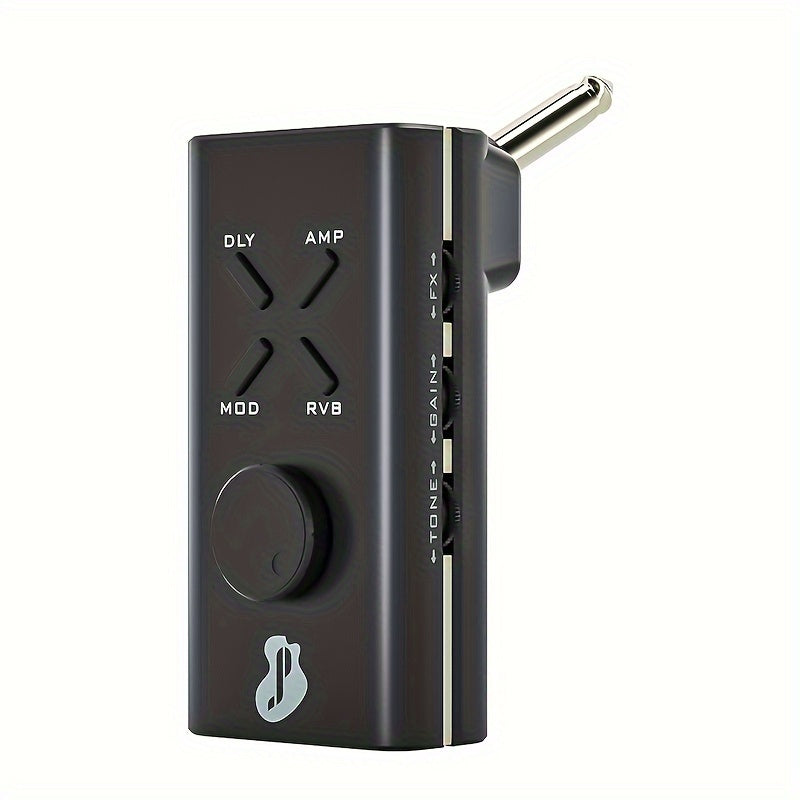 JUSTPRO Guitar Headphone Amp, Mini Guitar Headphone Amplifier USB Rechargable Portable Plug-in Pocket Guitar Amplifier with 6 Amp Modules And 24 Guitar Effects