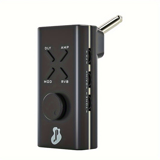 JUSTPRO Guitar Headphone Amp, Mini Guitar Headphone Amplifier USB Rechargable Portable Plug-in Pocket Guitar Amplifier with 6 Amp Modules And 24 Guitar Effects
