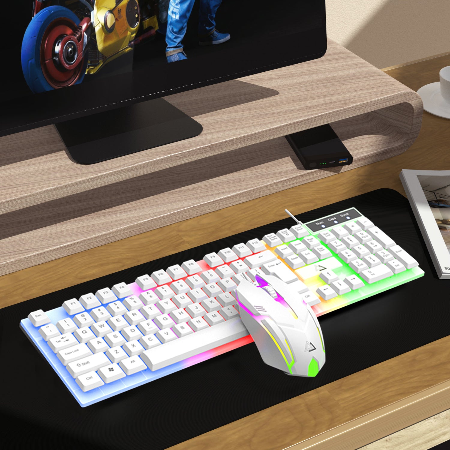 Computer Desktop Gaming Keyboard and Mouse Set Wired USB Keyboard and Mouse Combo with Backlight for PC