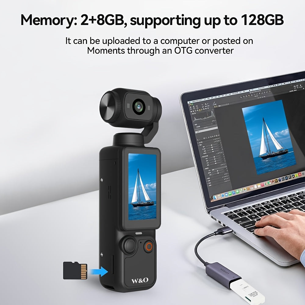 W&O Video Recording Pocket Camera - 1.9 Inch Screen, 180° Rotating Camera Shot, 2000mAh Battery, USB-C Charging, Webcam Camera, 32G Memory Card, Outdoors Sports Camera, Suitable for Cycling, Travel, And Personal Use - Great Birthday Christmas Gift.