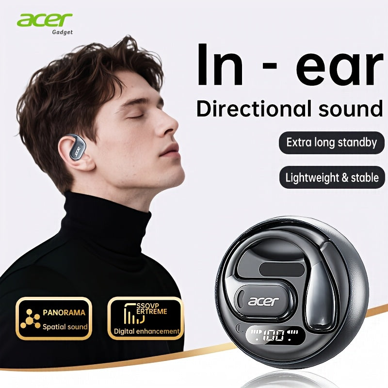 Acer 2025 New TWS Wireless Headphones with Bass Sound, Dual Leak-Proof Design, 5. 4 Wireless Chip, All-Day Comfort, HIFI Audio, Lightweight Touch Control, Non-Painful Long Wear, USB-C Charging Case, Compatible with Phone, Tablet, Laptop