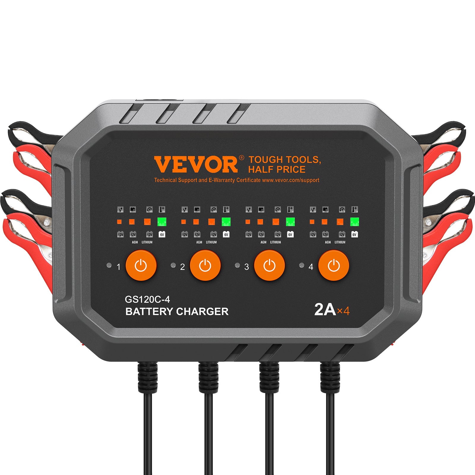 VEVOR Intelligent Charging Unit, 8A, Compatible with LiFePO4 & Lead-Acid (AGM/Gel/SLA) Batteries, Auto Charger & Maintainer for Boats, Motorcycles, Lawn Mowers, Golf Carts, and Marine Applications