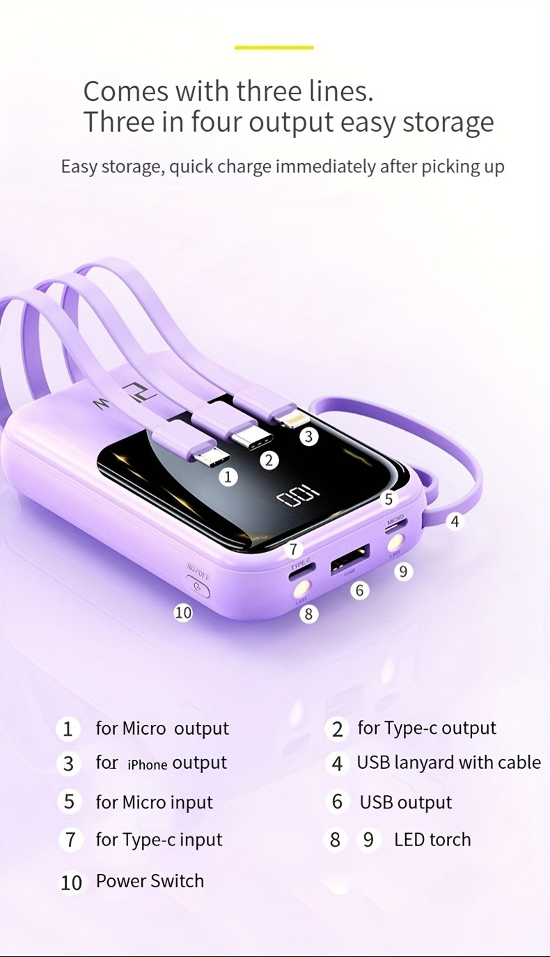 2026 New Model, 21000mAh Mini Power Bank, 5W Slow Charging - 22.5W Fast Charging Power Bank, Ultra-thin LED Display Mobile Charger, Compact External Battery Pack Phone Charger, Holiday Gift, High-capacity Power Bank, Compatible with Various