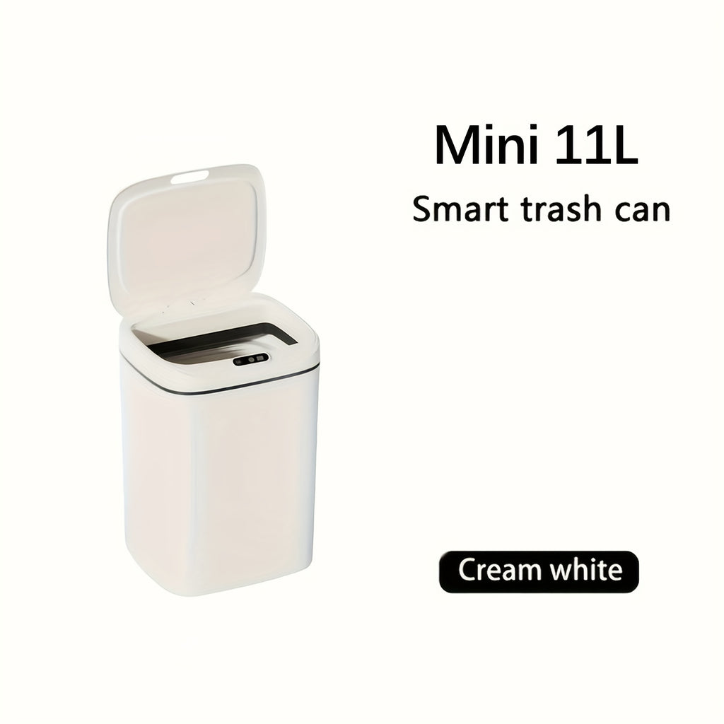 [Touchless Trash Bin] Automatic Sensor Trash Can | Hands-Free Touchless Operation, Modern White - for Home, Office, Hotel, Bathroom, Kitchen - No Batteries Included - Ideal for Small Spaces & Car