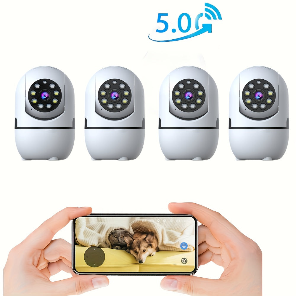 4pcs Wireless Security Camera Indoor with 355° Pan & Tilt, Night Vision, Motion Detection, 2-Way Talk, Baby/Pet Monitor, 2.4/5G WiFi, Support Cloud & Max. 256G SD Stroage, Alexa Compatible