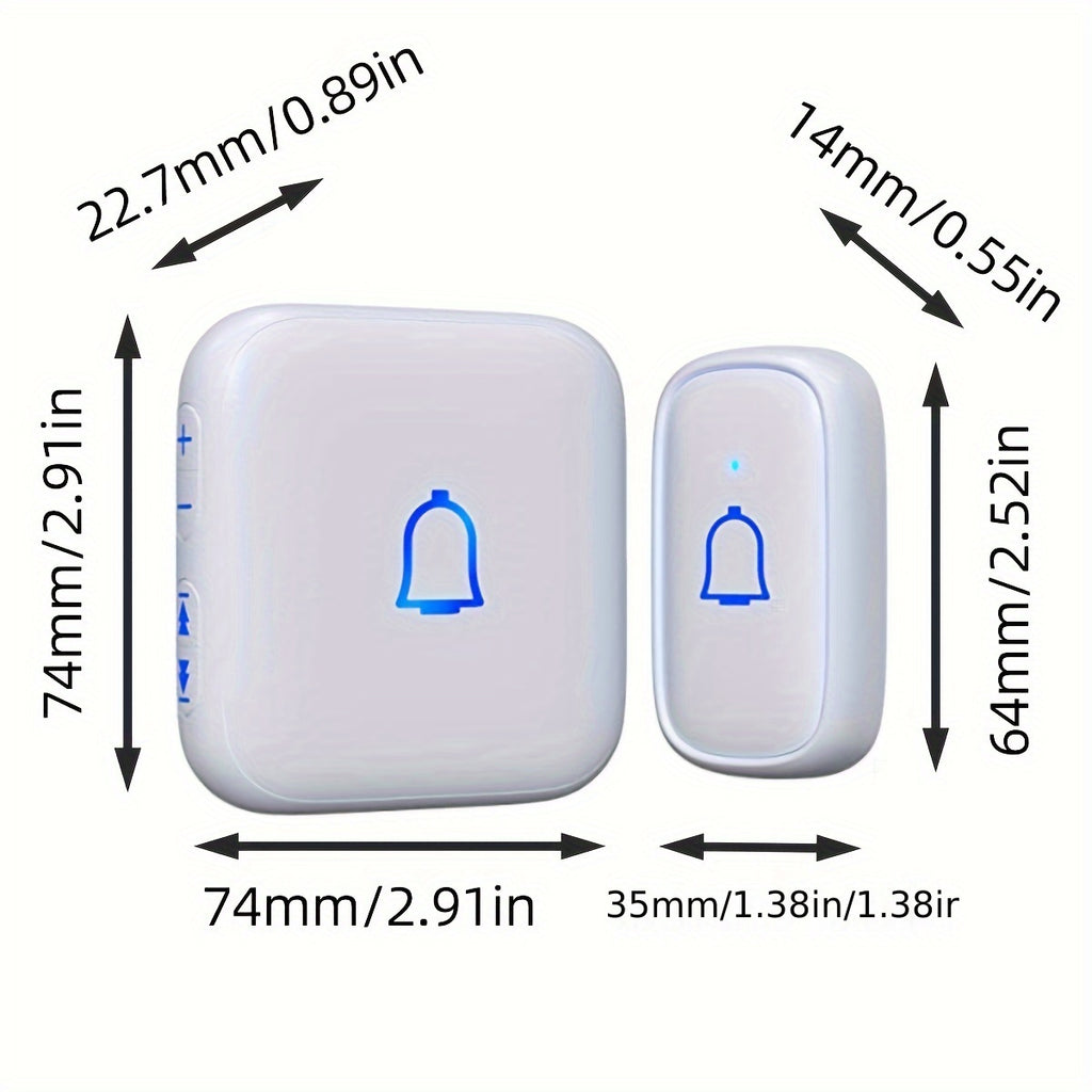 Wireless Doorbell 115dB with 56 Chimes Door Bell Ringer Wireless 1000ft Range Battery Doorbell Chime Kit 7 Levels Volume Mute Mode Doorbells for Home Kid Room Office 1 Button+2 Bell Chime
