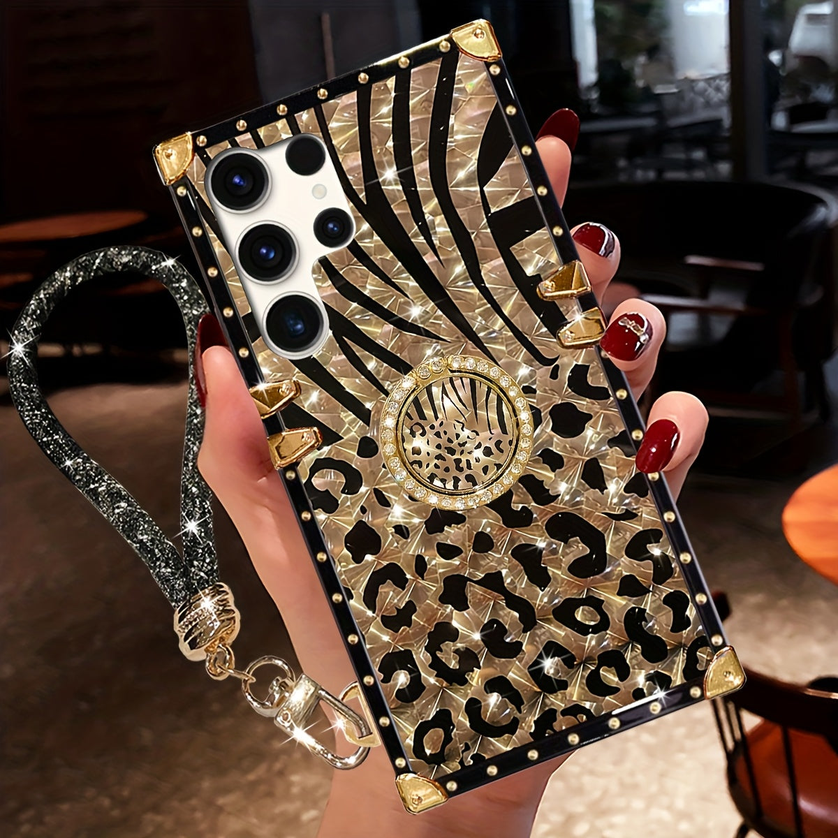 Phone Case: 1 Leopard Patternt Pattern Fashion Brand Anti Drop Rectangular Phone Case. Equipped with A Ring Buckle Bracket. Suitable Compatible with Samsung Galaxy S25Ultra/S25PLUS/S25/S24/ S24FE/S22U/S21U/S24 Ultra 5G/A56 5G/A55/A54/