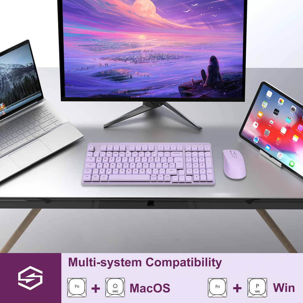 Wireless Mechanical Keyboard Feel 98 Keys Full-Size Keyboard And Mouse Set Gaming Office External Keyboard Mouse Bass Mechanical Feel Business Office Soft Sound Not Noisy Keyboard Mouse, Easter Gifts, Ramadan Gifts, Birthday Gifts, Christmas Gifts, New Ye