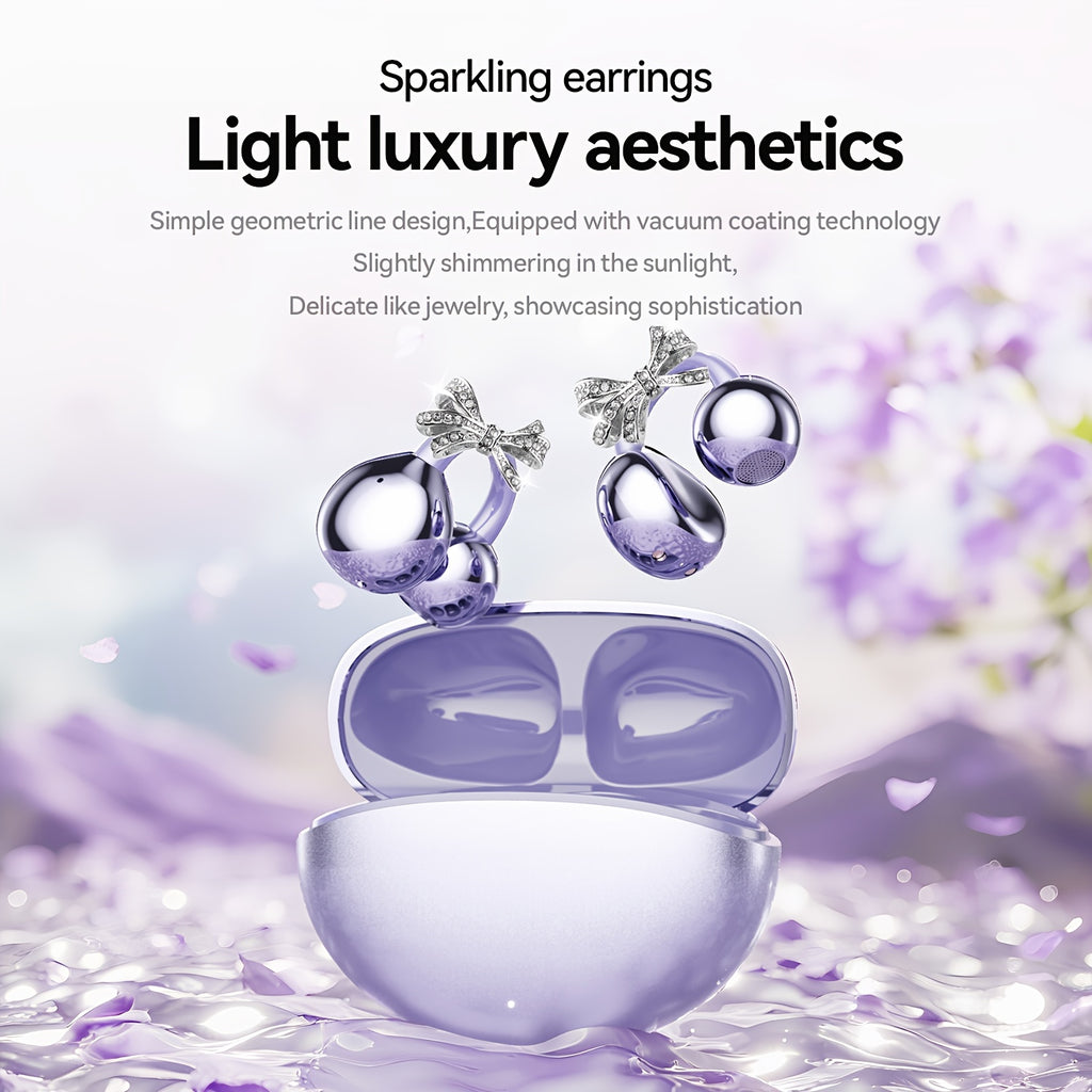 2025 New Wireless Earphones, Butterfly Earring Decoration, Microphone-Equipped Non-In-Ear Headphones, Gaming Couple Headphones, AI Translation Function, HD Calling Earphones, Compatible with Iphone And Android Phones, Christmas Gift