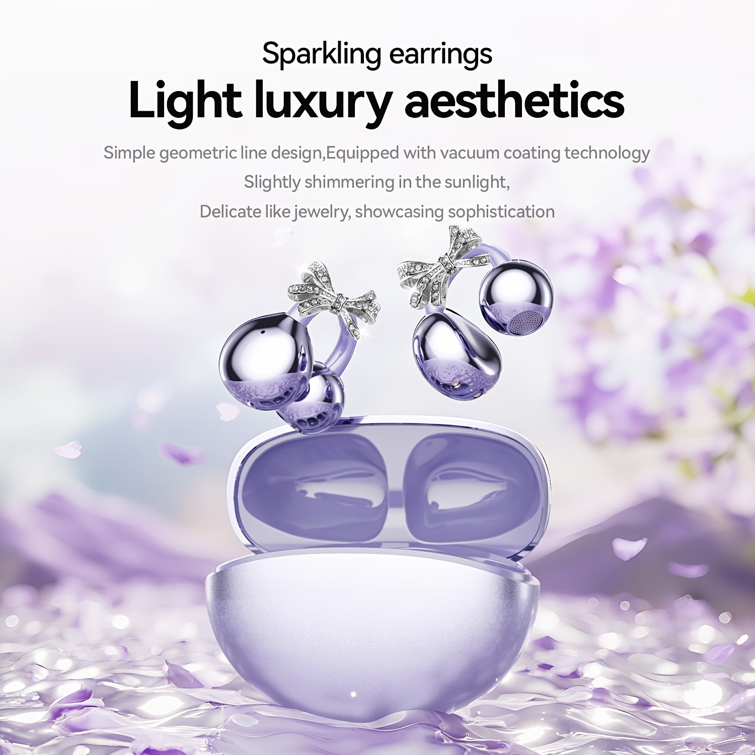 2025 New Wireless Earphones, Butterfly Earring Decoration, Microphone-Equipped Non-In-Ear Headphones, Gaming Couple Headphones, AI Translation Function, HD Calling Earphones, Compatible with Iphone And Android Phones, Christmas Gift