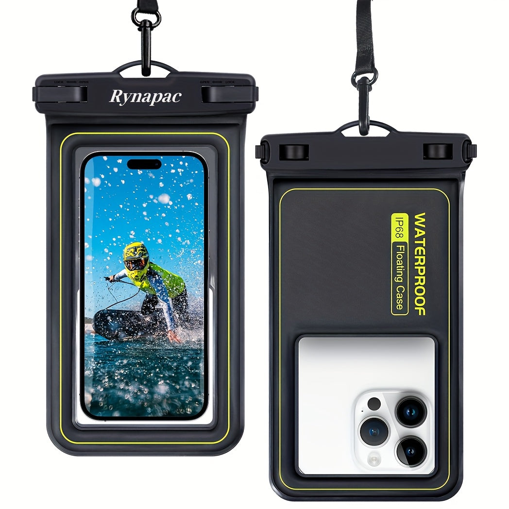 [2pcs Floating Phone Bag] Rynapac 2pcs Floating Phone Bag for IPhone16 15 14 13 12 11 Pro Max Phone Dry Bag for All Mobile Phones, Beach Water Park Universal Floating Bag