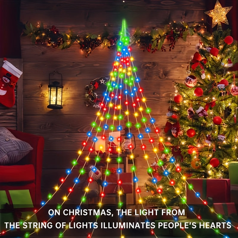 [Christmas Halloween Gifts] A String of Decorative Lights, Powered by USB, with 8 Different Modes of Waterfall Tree Lights. Suitable for Decorating Indoor Scenes, Tents And Party Garlands, As Well As Curtains. Applicable for Festival Decorations, Christma