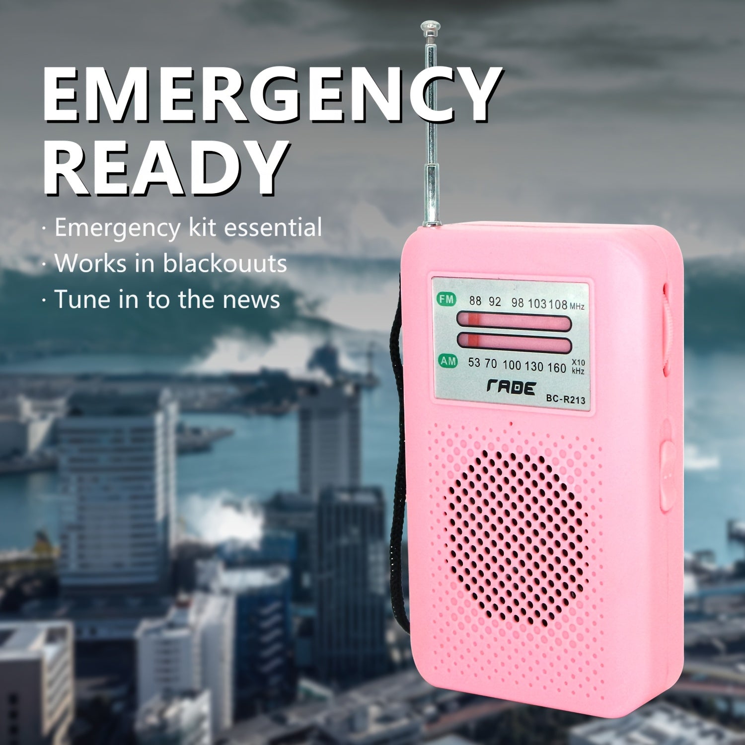 [Portable AM FM Radio] Portable AM FM Radio Speaker, Battery-Powered Handheld Radio W/Manual Tuner, Headphone Jack, Integrated Speaker, Adjustable Antenna, Durable Design And Wrist Strap