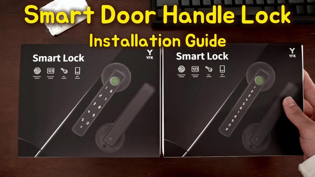 Graffiti Smart 4-in-1 Door Lock with Fingerprint/Password/Key/APP Unlock, Heavy-Duty Aluminum Alloy, Compatible for Left/Right Hand Doors, Compatible for Apartment & Hotel Doors, Door Handle Lock,