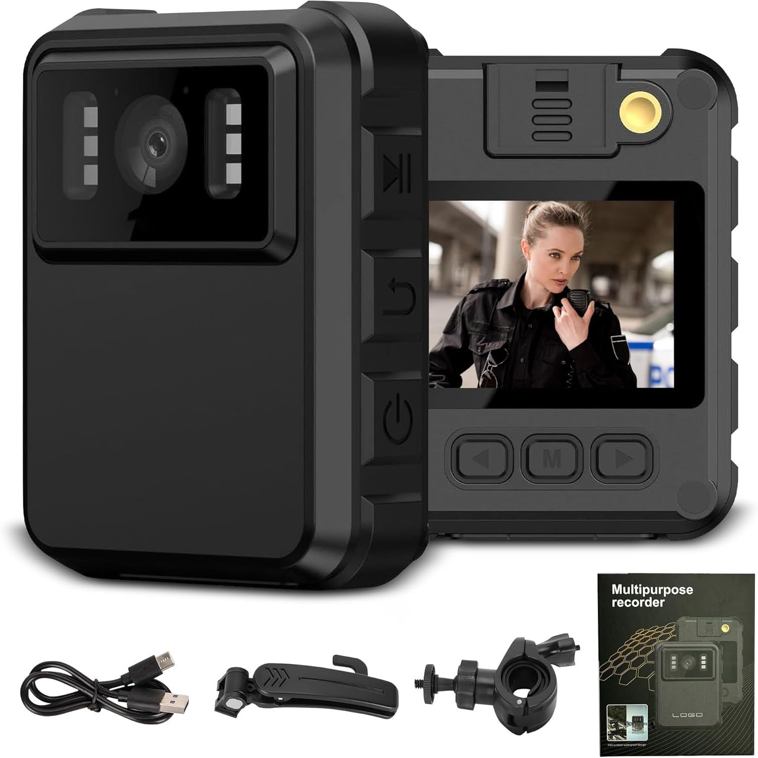 Body Camera, Night Vision, 150° Wide Angle, 1800mAh, Body Cameras with Audio And Video Recording for Security, Personal Recording (SD Card Not Included), Surveillance Equipment, Security Camera, Discreet Recording, Compact Design, Rugged Build, Durable Co