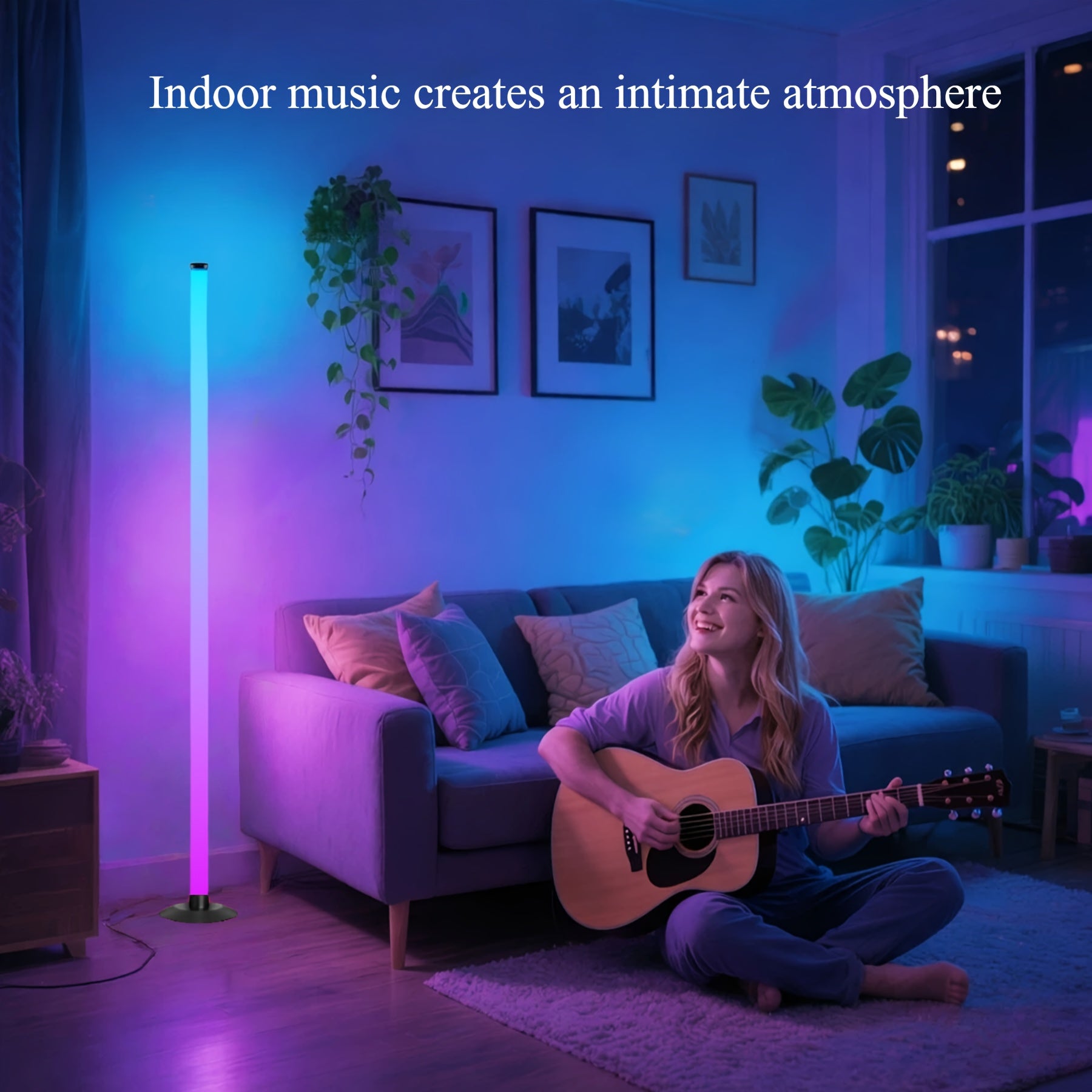 [RGB LED Floor Lamp] Smart RGB LED Corner Floor Lamp, 172 LEDs 1000lm, USB Powered Standing Lamp, App And Remote Control, IC+RGBW Color Changing, 64+ Music Modes, Music Sync, 16 Million Colors Ambient Lighting. Modern Corner Lamp For Bedroom, Gaming Room