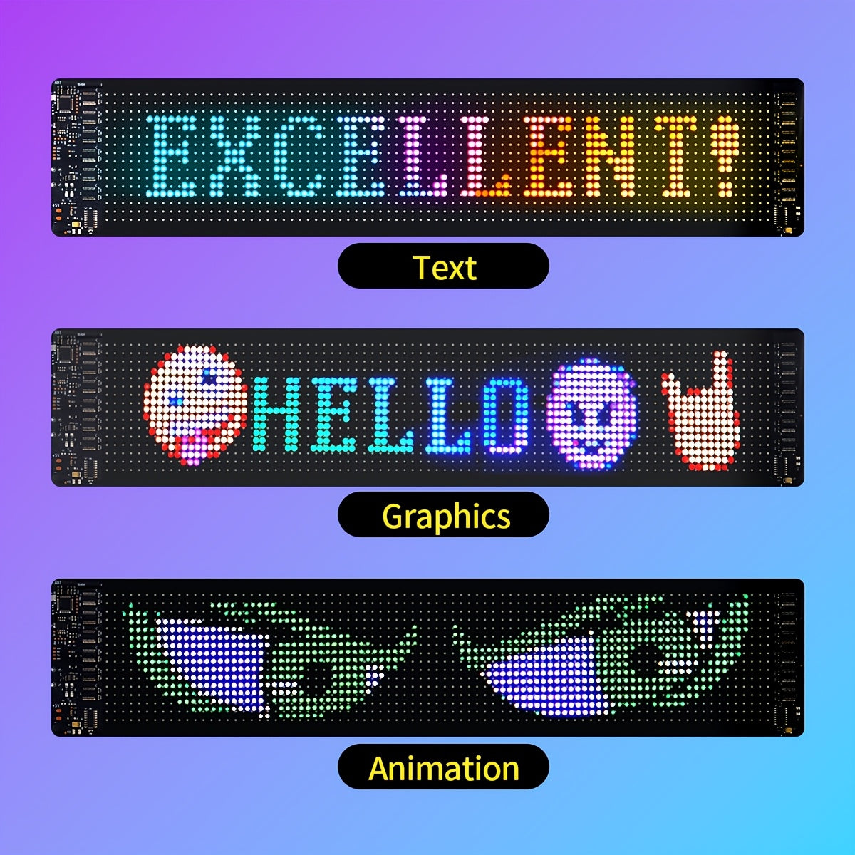 [Christmas] 1pc 16X32/16X64/16X96 LED 5V LED Fun Display, Devil's Eye Flexible LED Screen, Support Text/Picture/Gif, With App And Remote Control, Cable For Store/Car/Riding Fun Interactive Screen, Christmas Decorations
