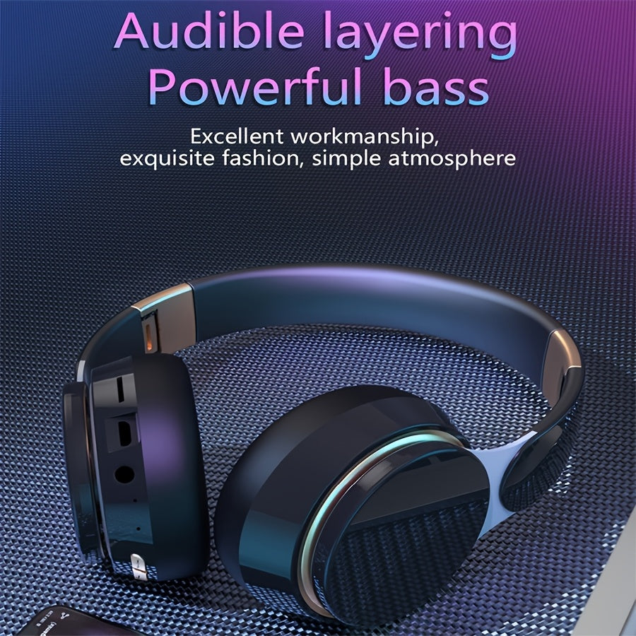 Wireless Wireless Over-Ear Headphones with Built-in Mic, Foldable & Compatible for PC/Tablet/Smartphone - HD Sound Quality, Compatible for for school, Travel, Gaming Headphones
