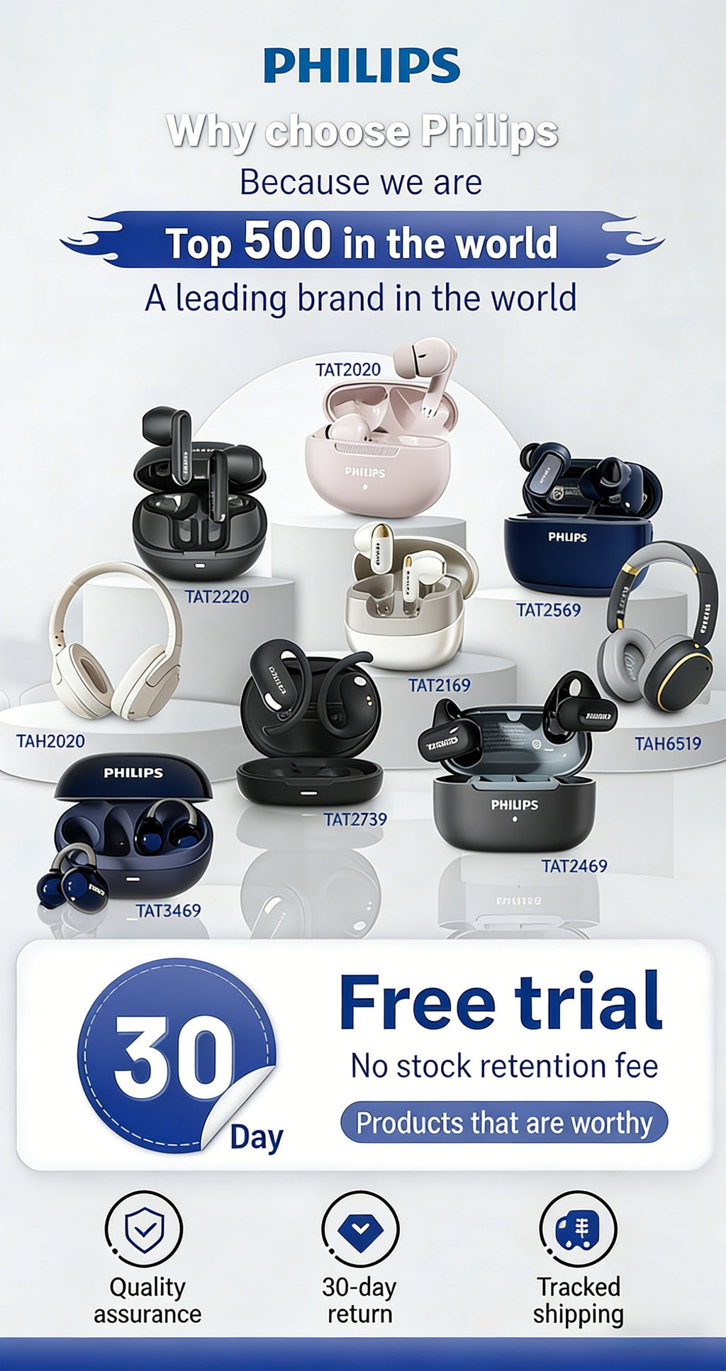 Philips TAT2569 Wireless Headphones with Touch Control & Charging - Noise Cancelling, Fast Charging, 5H Playtime, Battery, USB-C Charging, Compatible with for IOS & for Android
