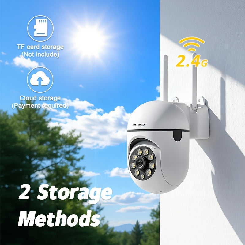 SZSINOCAM 1080P/2.4G Wireless Wifi Camera/Color Night Vision/Two-Way Audio/360-Degree Pan/Tilt/Zoom, AI Motion Tracking And Detection/Home Security Monitoring/Spotlight, And Alarm/Cloud Storage And TF Card Storage.., Property Protection