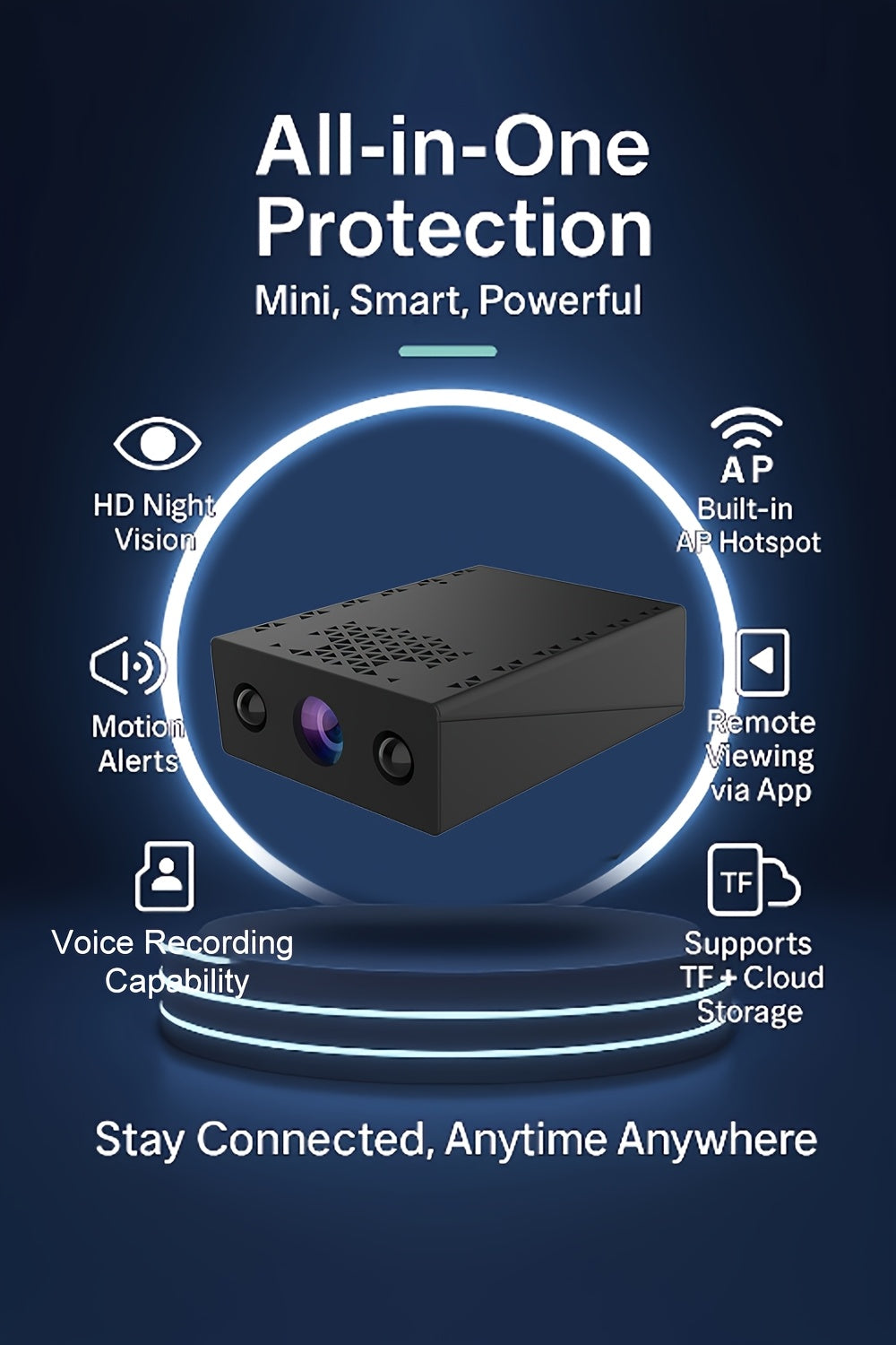 Full HD Mini Wireless Security Camera Night Vision Motion Detection Voice Recording Capability Built-In AP Hotspot No Internet Needed Easy Install Cloud Storage for Home Apartment Garage Porch Baby Pet Black Wireless Surveillance Camera