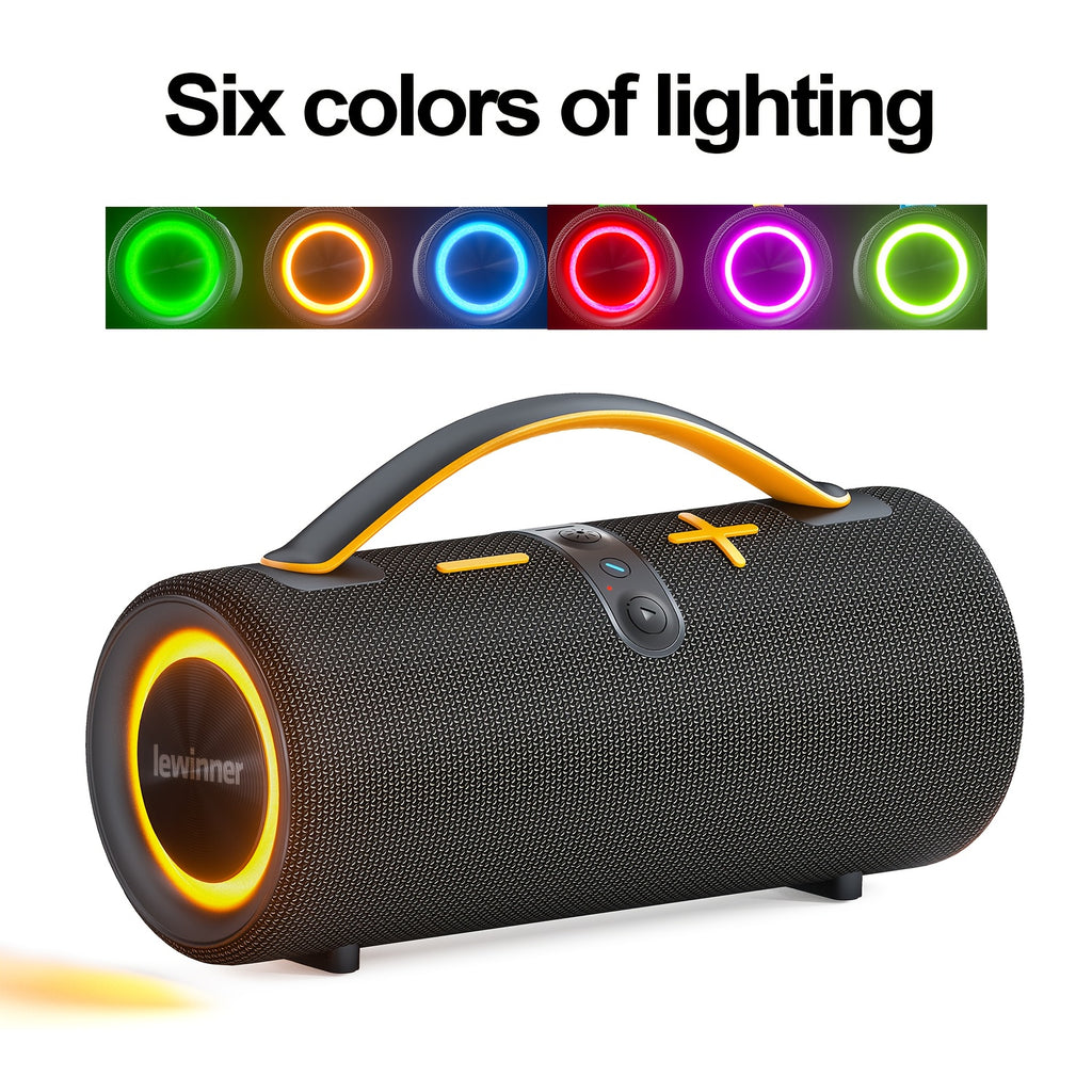 Lewinner Portable Wireless Speaker, Outdoor Speaker, 60W High-power Subwoofer, Loud Speaker, 7 Modes Of RGB Ambient Light, Long Battery Life, Suitable For Family Outdoor Parties