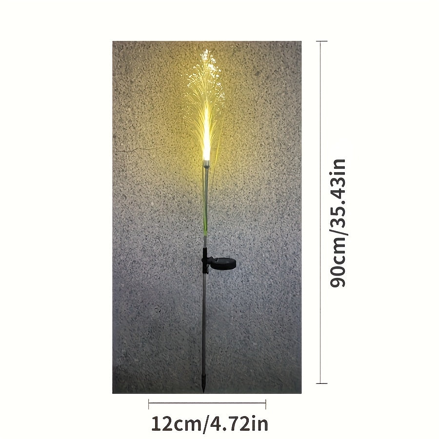 Solar-Powered Golden Grass Garden Lights - Energy-Efficient Outdoor Decor for Yards, Patios, And Balconies (1pc/2pcs), Solar Charged Nickel Battery, Plastic Fixture with Semi Flush Mount, Outdoor Lighting | Golden Grass Effect | Durable Outdoor Ligh