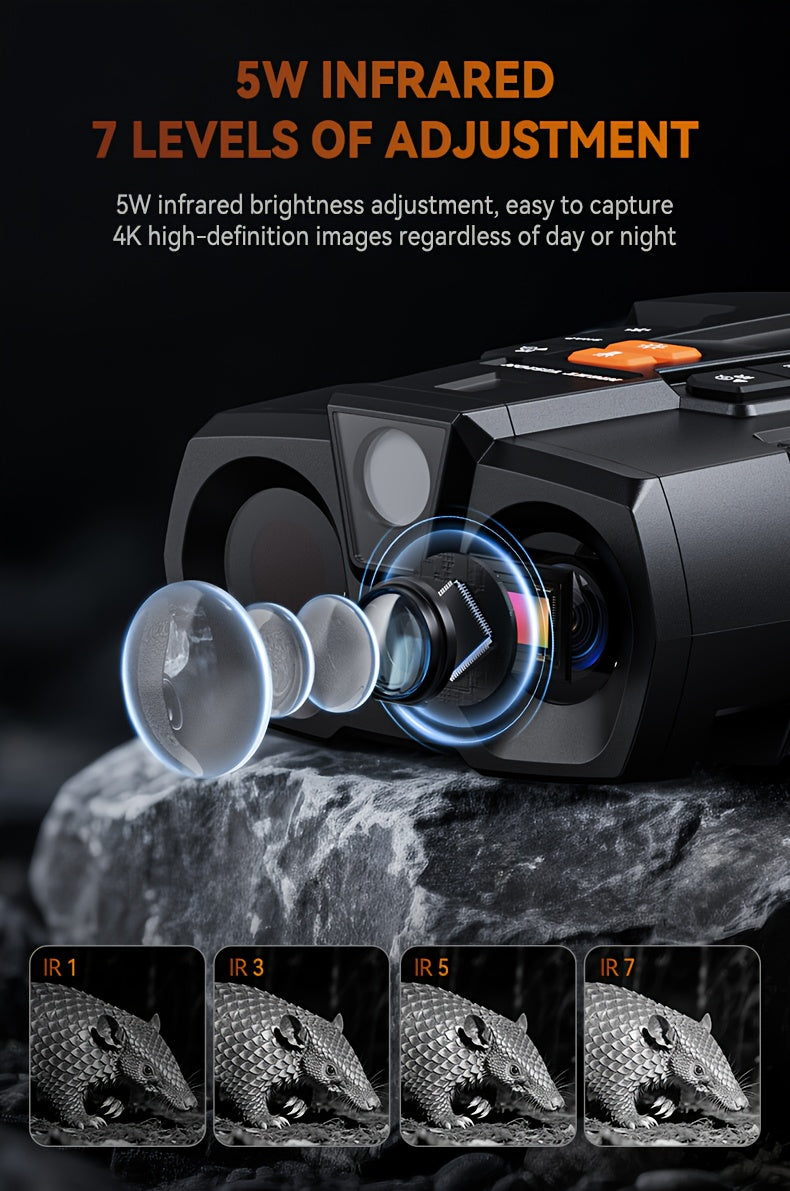 INSKAM 4K Ultra HD Night Vision Binoculars with 4.5” Large Screen & 10X Digital Zoom - Night Vision with 5000mAh Battery- for Night Observation, Compatible for Camping, Hunting, Security - USB Charging, Ideal for s &