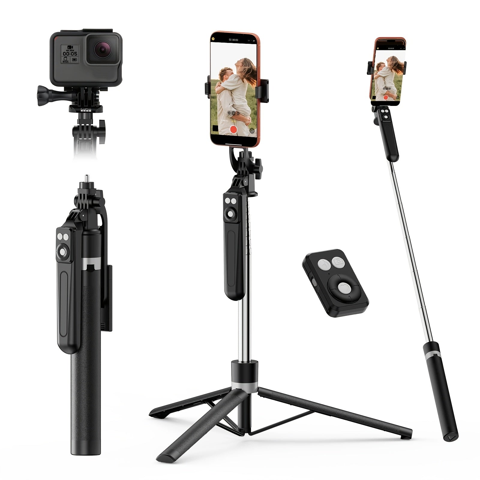 2026 New Selfie Stick Featuring a Tripod | Extends to 170Cm/67In, Comes with Remote And Phone Holder, Optional Dual Light Model, Perfect for Video Blogging And Live Streaming, Works with Cameras/Gopro Using 1/4 Mount