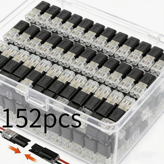 [LED Wire Connectors] 152pcs 2-Pin 2-Way LED Wire Connectors, Quick-Connect Latches, Low-Voltage (Up to 36V) Plug-And-Play Cable Connectors, Compact And Durable with Locking Latches, Suitable for Lighting, Outdoor Wiring, Electricians, And Installers