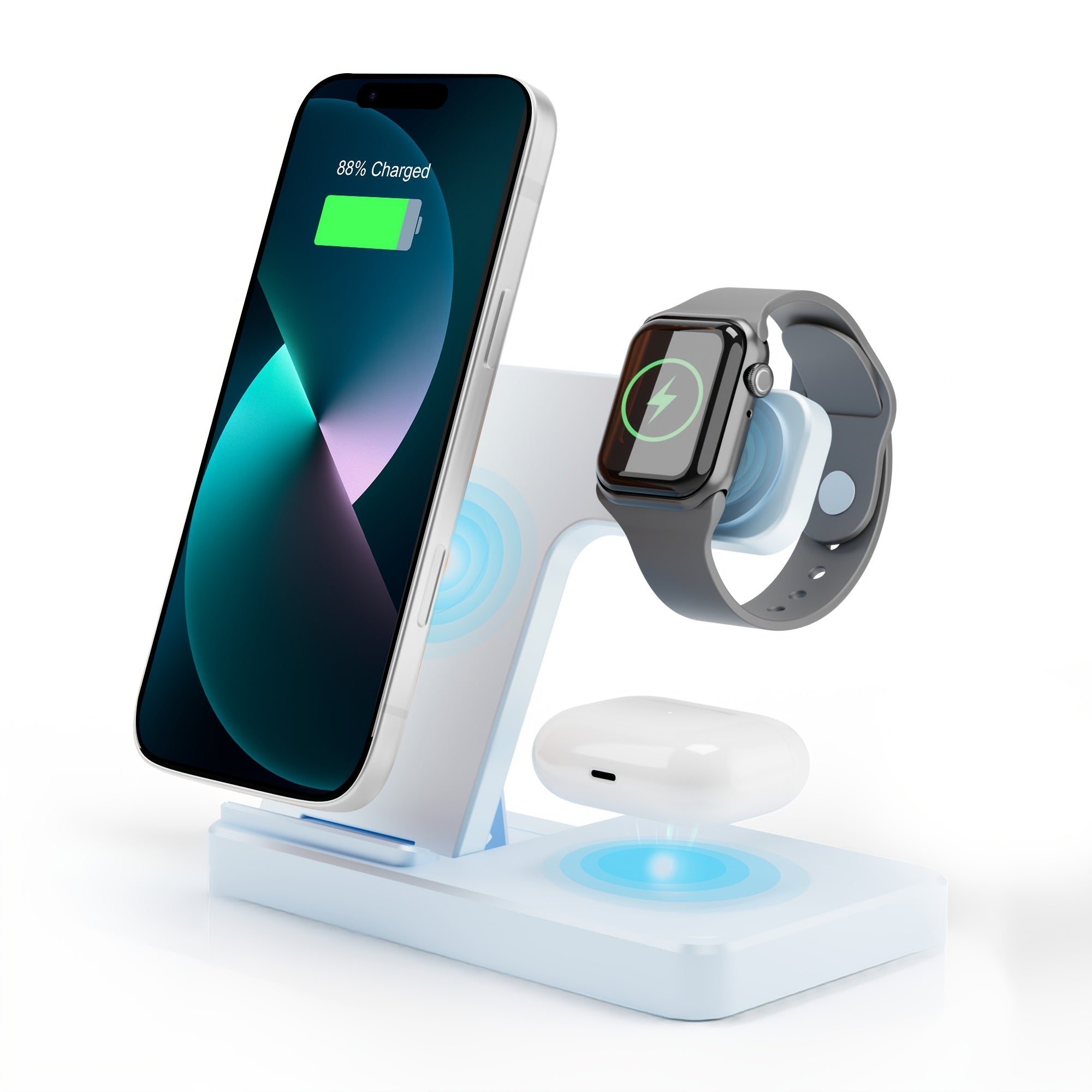 Wireless Charging Station 3-In-1 Standard 15W for Mag-Safe Fast Wireless Charger Stand, for Iphone 17 16 15 14 13 12 11 X 8 Pro Max/Pro/Mini/Plus, for Iwatch Ultra 10/9/8 7/6/5/4/3/2 SE, for Airpods 4/3/2/Pro/Pro2, Valentine'S Day/Birthday Gifts