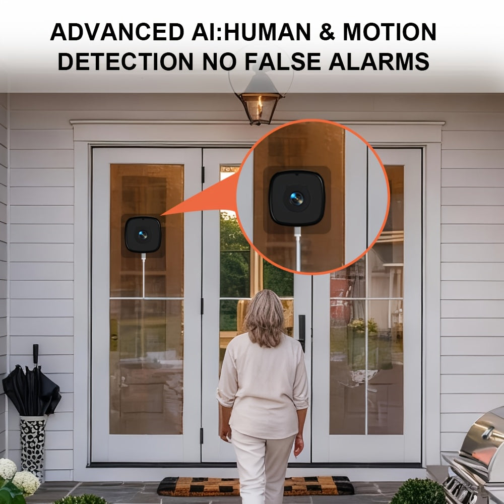 1pc/2pcs/4pcs Window Camera With 2.4G/5GHZ AI Motion Detection & Full-Color Night Vision - 3MP FHD Video, Wide Angle, Wi-Fi Monitored Camera Suitable For/Office Surveillance, App-Controlled
