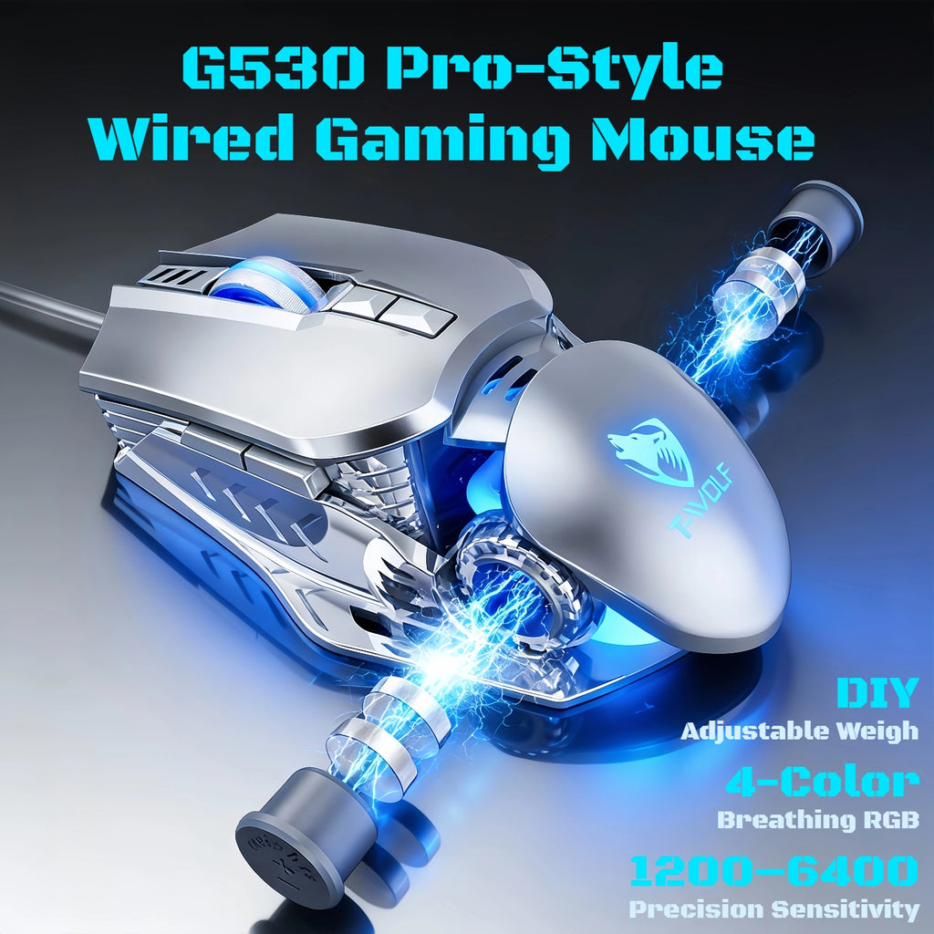 RGB Gaming Wired Mouse Pro-Grade- Ergonomic Design For Casual & Competitive Gamers, Turbo Click & Programmable Buttons, Multi-Mode Sensitivity Control, Dynamic RGB Lighting | Lightweight With Forward/Back Shortcuts - USB Plug & Play | Multiple Model