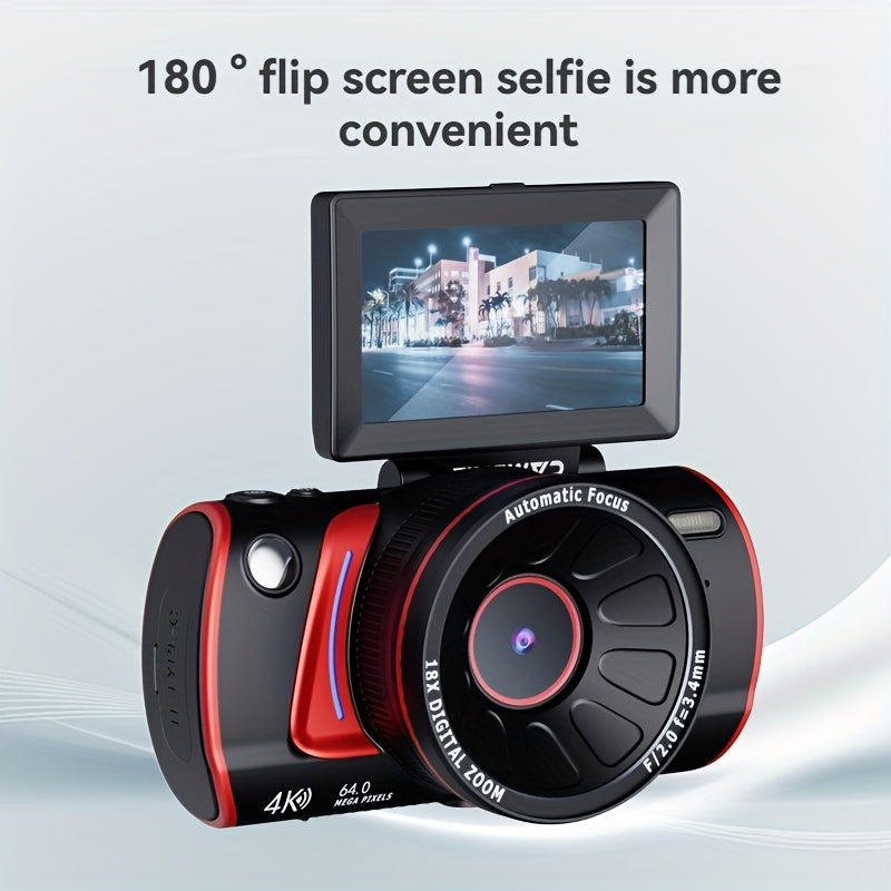 [4K Vlogging Camera] 4K 48MP Digital Camera | Vlogging Camera with 16X Zoom, 3" 180° Flip Screen, Auto Focus & Anti-Shake | Compact Travel Camera for Youtube, Live Streaming, Beginners - Includes 32GB SD Card & Additions
