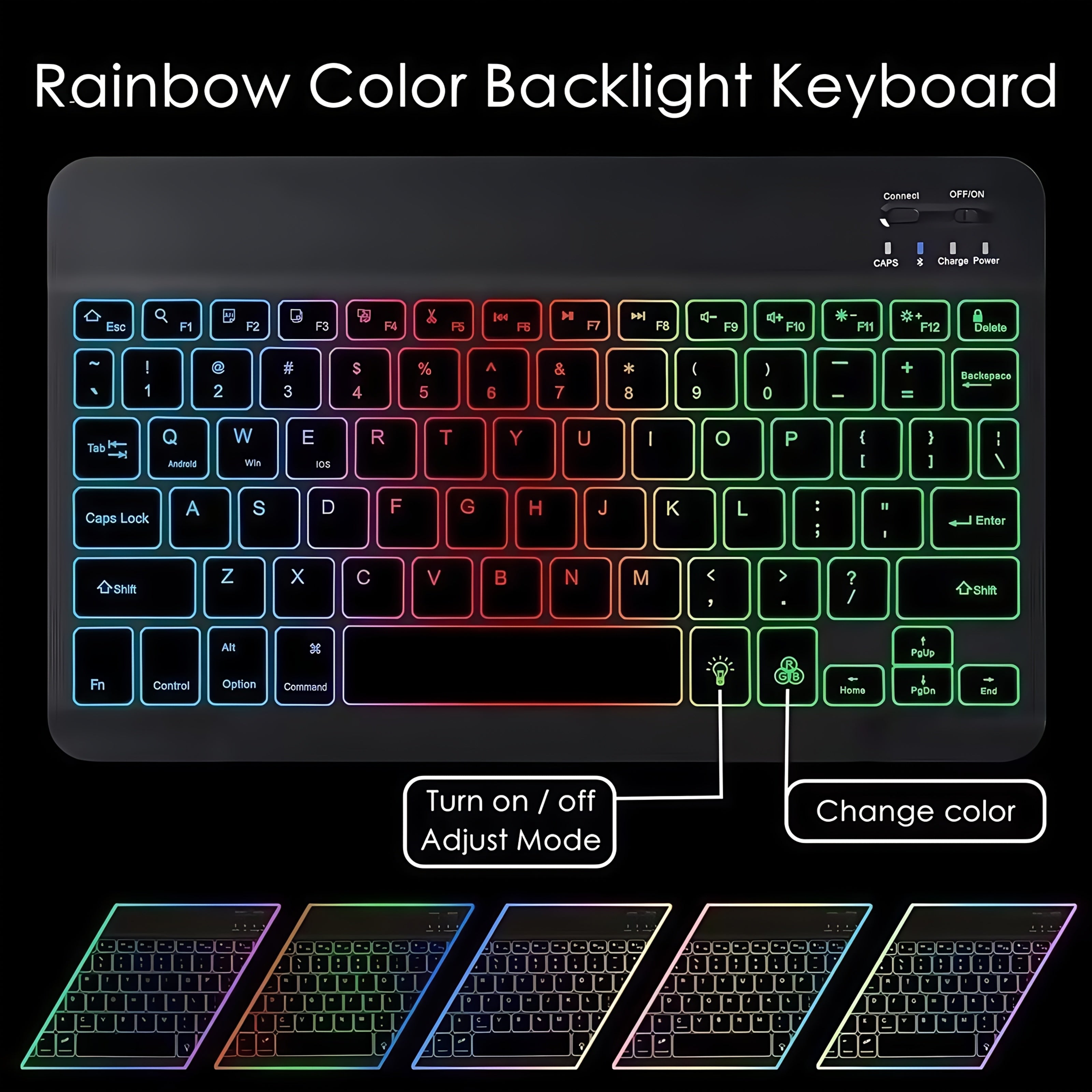 KLZO Keyboard and Mouse Combo Compatible for PC, Computer Set with Color-Changing Backlight, 7 Color RGB, Quiet Scissor- Keys, Ultra-Thin Compact, - (No Adapter Included)