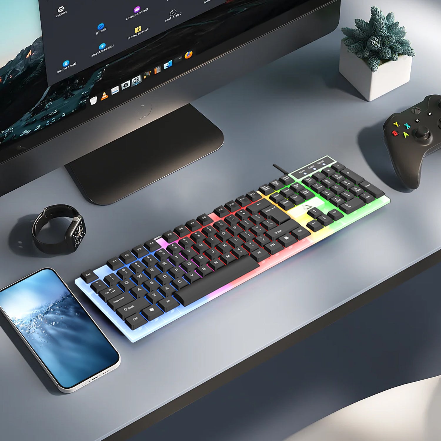 Computer Desktop Gaming Keyboard and Mouse Set Wired USB Keyboard and Mouse Combo with Backlight for PC