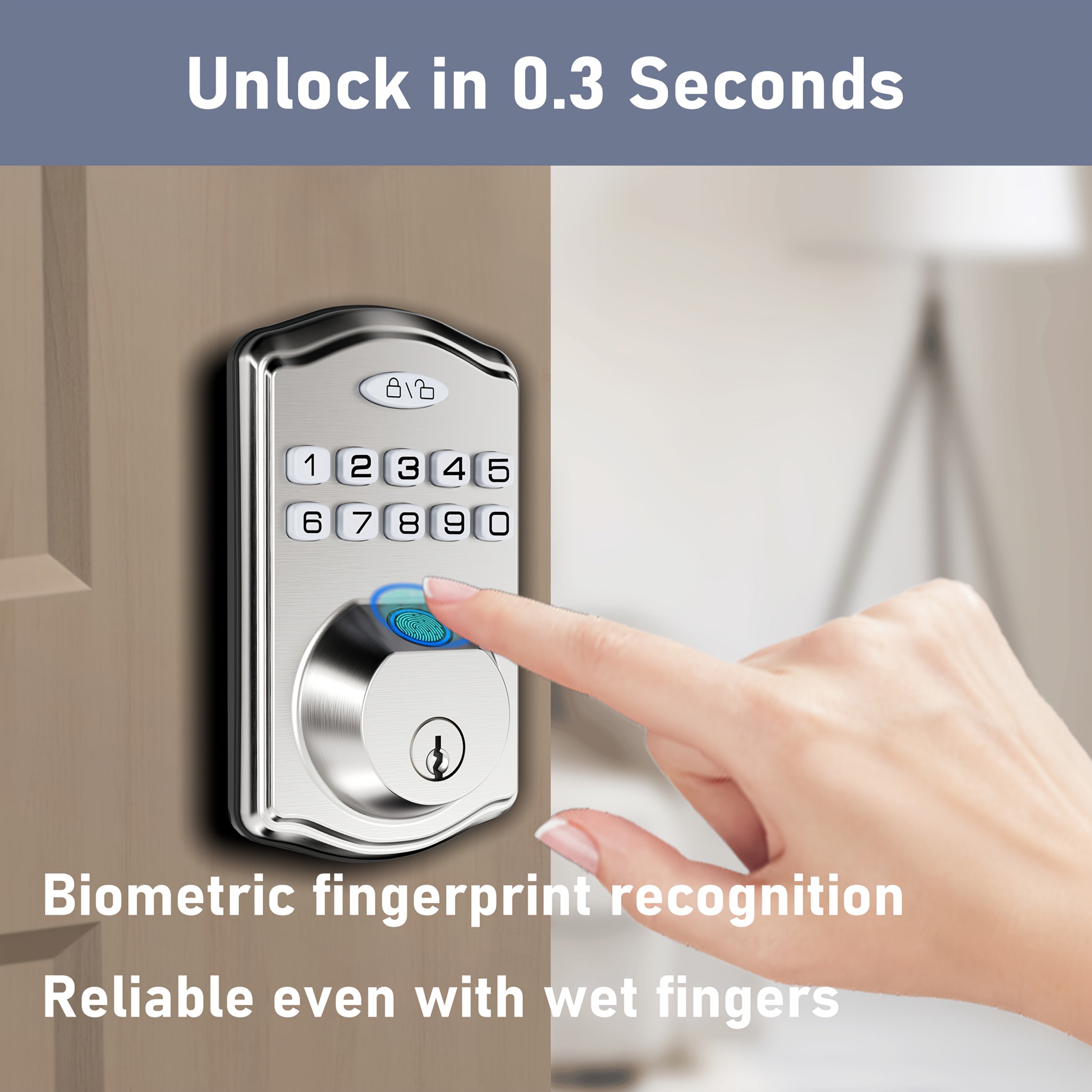Keypad Door Lock, Smart Keyless Entry Door Lock Series, Biometric Fingerprint, Phone App Or Keypad Unlock, Deadbolt with Optional Handle Set, Auto-Lock Security Hardware for Front Door And Office, Heavy Duty Zinc Alloy