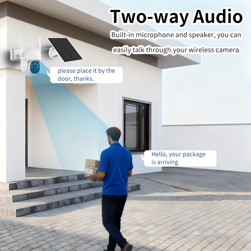 2-Pack Waterproof Outdoor HD Security Cameras IP54-Rated, Solar-Powered Wireless Cameras Featuring AI Human Detection HD Color Night Vision Dustproof & Waterproof Two-Way Audio Communication Rain-Resistant Design Outdoor Waterproof Security Cameras